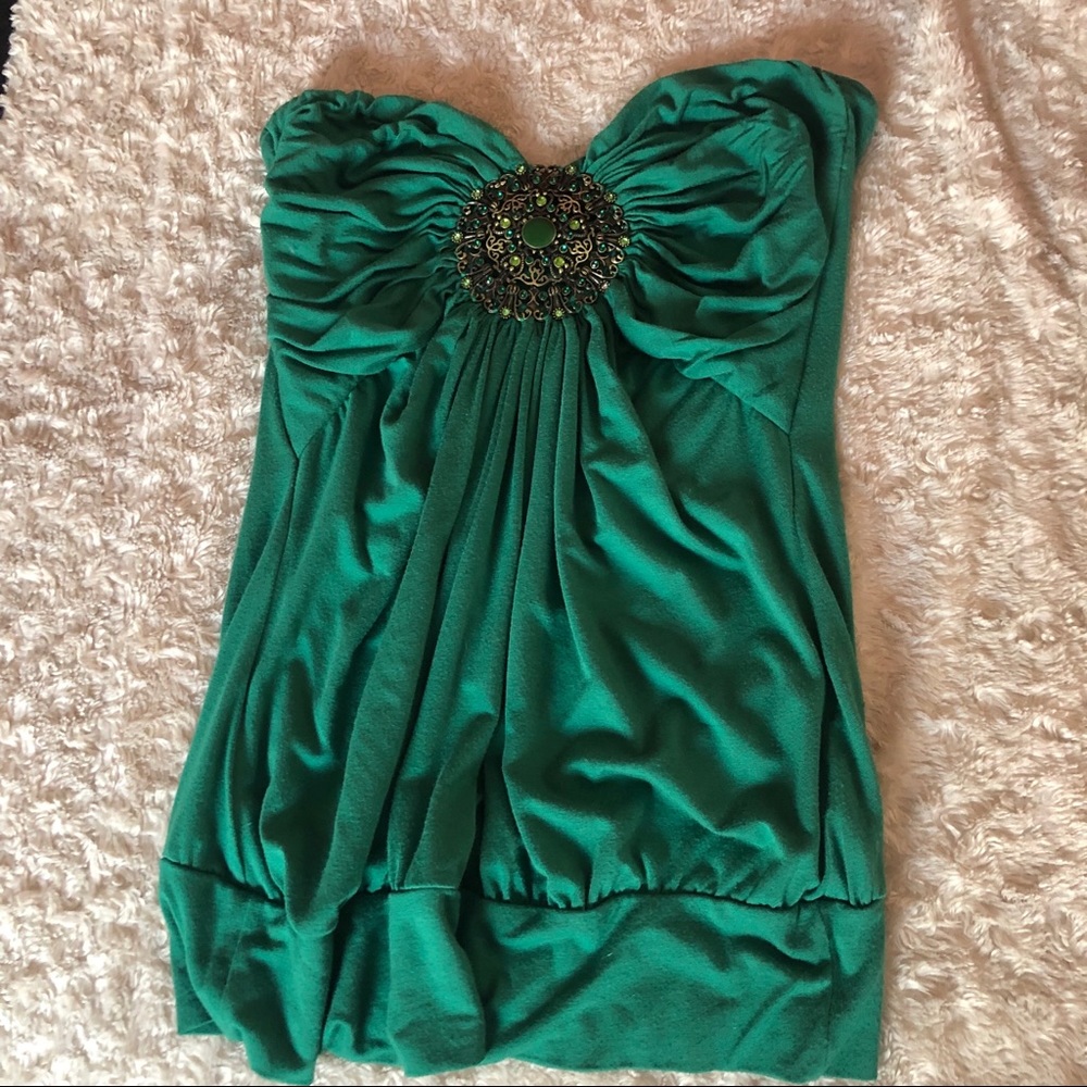 Emerald green sweetheart cut tube top